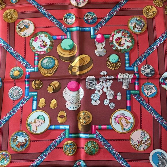 Hermès Petit Main Silk Scarf Carre 90 Red Boxed Authenticated Paris Vintage - Picture 1 of 16